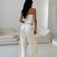 Louis Linen Blend Pants White Petite