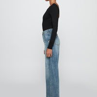 Sacramento High Rise Straight Leg Jeans Mid Blue Denim