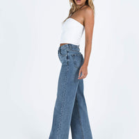 Fawcett High Rise Straight Leg Jeans Mid Blue Wash