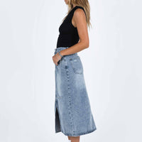 Belsie Midi Skirt Light Wash Denim