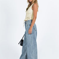 Eivissa High Rise Baggy Jeans Faded Denim
