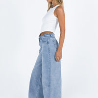 Naylor Mid Rise Wide Leg Jeans Light Blue Wash