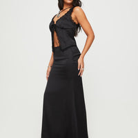 Mavie Satin Maxi Set Black