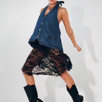 Vana Midi Skirt Jet Black