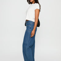 Taji Mid Rise Wide Leg Jeans Dark Blue