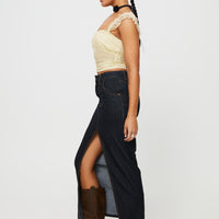 Barbara Split Midi Skirt Dark Denim