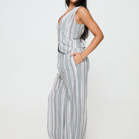 Flutters Pants White / Blue Stripe