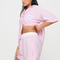 Early Riser Sleep Shorts Pink Stripe