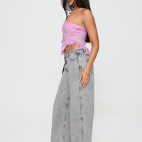 Brayden Low Wise Relaxed Jeans Grey Acid Wash