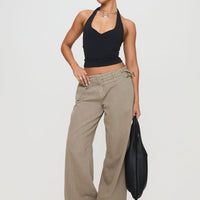 Paltrow Mid Rise Wide Leg Cargo Jeans Washed Brown Petite