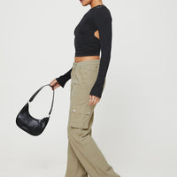 Paige Mid Rise Cargo Jean Sage