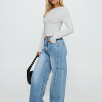 Esperance Mid Rise Barrel Leg Jeans Vintage Blue