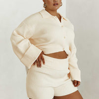 Jadri Knit Shorts Cream Curve