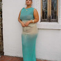 Auralia Knit Maxi Skirt Blue / Cream Curve