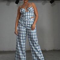 JGR & STN Cami Plaid Trouser Blue Check