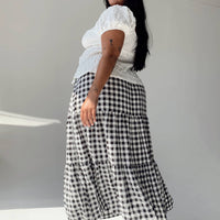 Hale Midi Skirt Black / White Curve