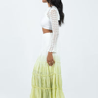 Sun Down Mid Rise Maxi Skirt Green Ombre