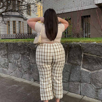 Euros Pants Yellow Check Curve