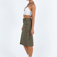 Alida Cargo Midi Skirt Olive Green