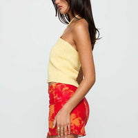 Liloha Frill Mesh Mini Skirt Orange Multi