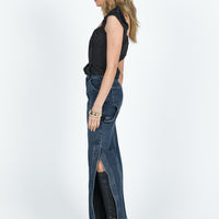 Orillia Denim Midi Skirt Dark Wash