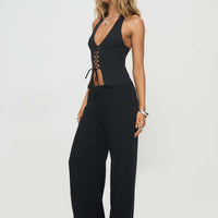 Felipe Linen Blend Pants Black