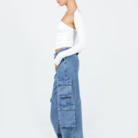 The Ragged Priest Mid Blue Combat Jeans Organic Cotton Mid Blue
