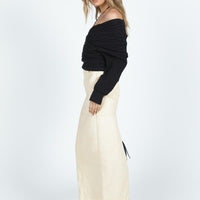 Markanna Denim Midi Skirt Cream