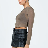 Torridon Eyelet Belt Faux Leather Mini Skirt Black