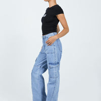 Vincent Cargo Jeans Mid Wash Denim