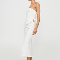 Ermias Linen Blend Midi Skirt White