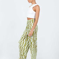 Taina Pleated Wide Leg Pants Green Multi