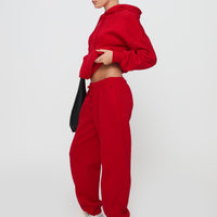 Dream Fleece Ankle Cuff Sweatpants Red