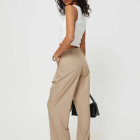 Caley Asymmetric Waistband Pants Beige