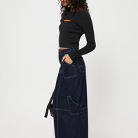 Vine Maxi Skirt Blue