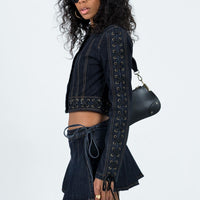 Camelia Pleat Mini Dark Denim