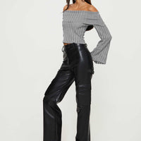 Taniya Faux Leather Cargo Pants Black