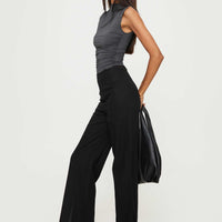 Threaded Waistband Low Waist Pant Black