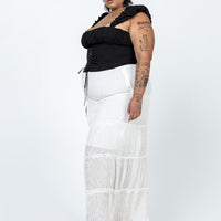 Sun Down Mid Rise Maxi Skirt Curve White