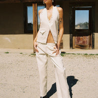 Kiaan Low Rise Wide Leg Pants Cream