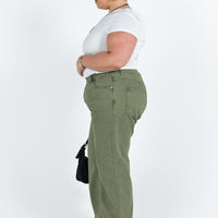 Holly Asymmetric Straight Leg Jean Green Denim Curve