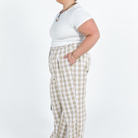 Archer Pants Beige Plaid Curve