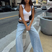 Ramos Low Rise Wide Leg Jeans Light Blue Wash Petite