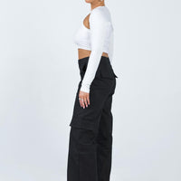 Luna Mid Rise Cargo Pants Black