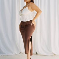 Caroline Midi Skirt Brown Curve