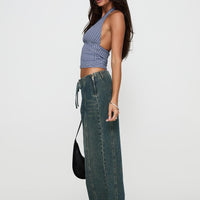 San Mateo Low Rise Wide Leg Tie Up Jeans Vintage Wash