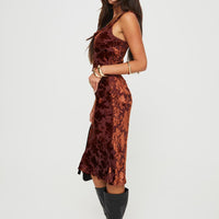 Devore Midi Skirt Burgundy