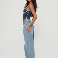 Serenitia Mid Rise Straight Leg Jeans Light Wash