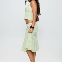 Aspyn Embroidered Midi Skirt Sage Green