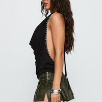 Full Throttle Pleated Mini Skirt Army Green